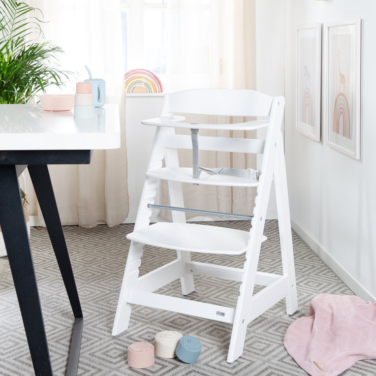 Silla alta de escalera set 2in1 con el accesorio 'piedra de piedra' - blanco