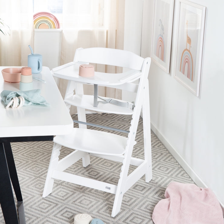 Stair high chair set 2in1 with the attachment 'stone stone' - white