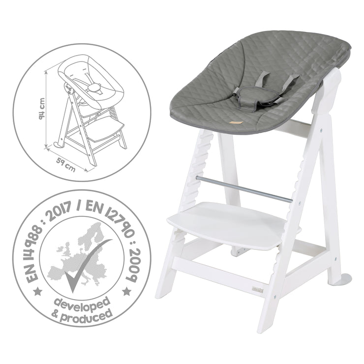 Silla alta de escalera set 2in1 con el accesorio 'piedra de piedra' - blanco