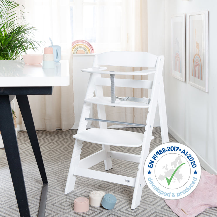 Silla alta de escalera set 2in1 con el accesorio 'piedra de piedra' - blanco