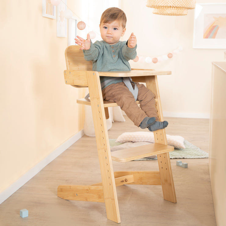 Chaise Haute Bébé 'Nature Up' avec Plateau - En Bois de Bambou Certifié FSC