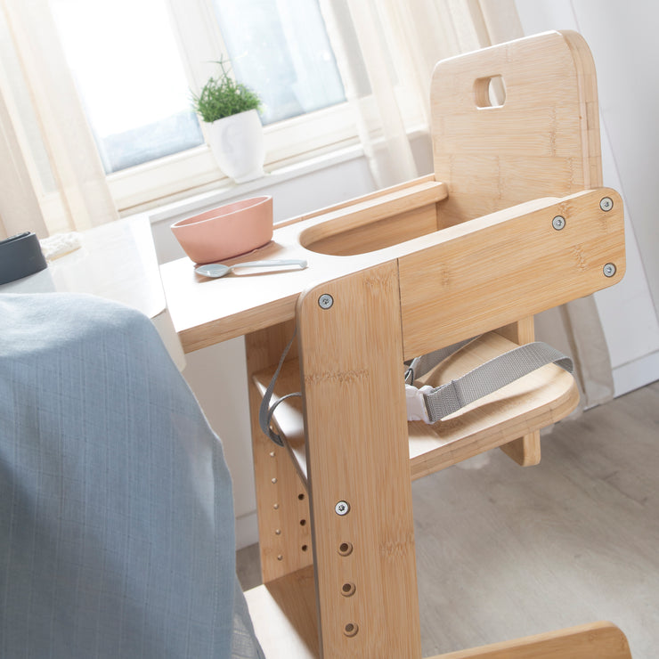 Chaise Haute Bébé 'Nature Up' avec Plateau - En Bois de Bambou Certifié FSC