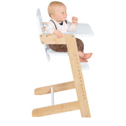 Chaise haute bébé 'Nature Up' avec plateau amovible – Bambou naturel / Blanc