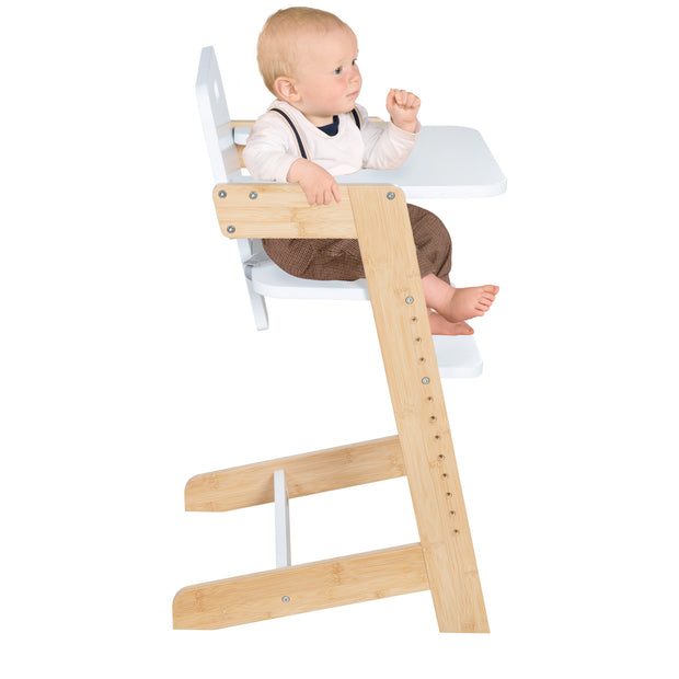 Chaise haute bébé 'Nature Up' avec plateau amovible - Bambou naturel / blanc