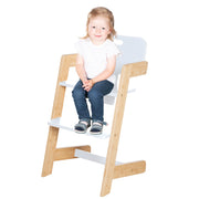 Chaise haute bébé 'Nature Up' avec plateau amovible – Bambou naturel / Blanc