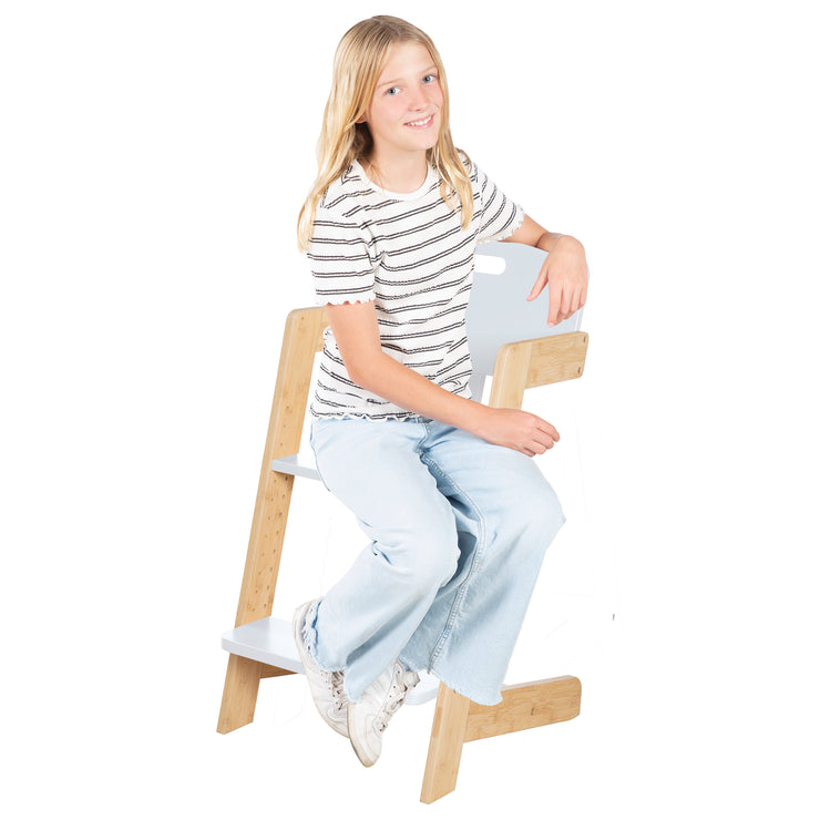 Chaise haute bébé 'Nature Up' avec plateau amovible – Bambou naturel / Blanc