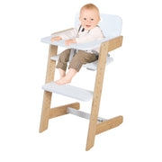 Chaise haute bébé 'Nature Up' avec plateau amovible – Bambou naturel / Blanc