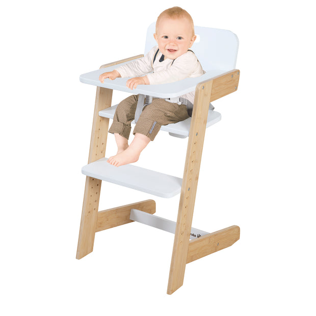 Chaise haute bébé 'Nature Up' avec plateau amovible - Bambou naturel / blanc