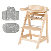 Treppenhochstuhl Sit Up FUN + Essbrett + Sitzkissen miffy® - Holz natur