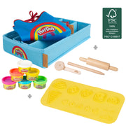 roba x Play-Doh Set mit Kreativmatte, Knetdosen, Box, Schürze & Holzwerkzeugen