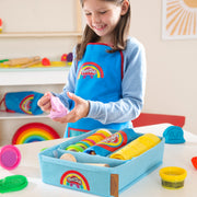 roba x set Play-Doh con tappetino creativo, barattoli per modellare, scatola, grembiule e strumenti in legno