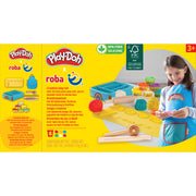 roba x set Play-Doh con tappetino creativo, barattoli per modellare, scatola, grembiule e strumenti in legno