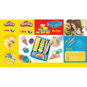 roba x set Play-Doh con tappetino creativo, barattoli per modellare, scatola, grembiule e strumenti in legno