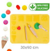 roba x Play-Doh Juego con Caja, Alfombrilla Creativa, 12 Plastilinas, Herramientas de Madera y Delantal