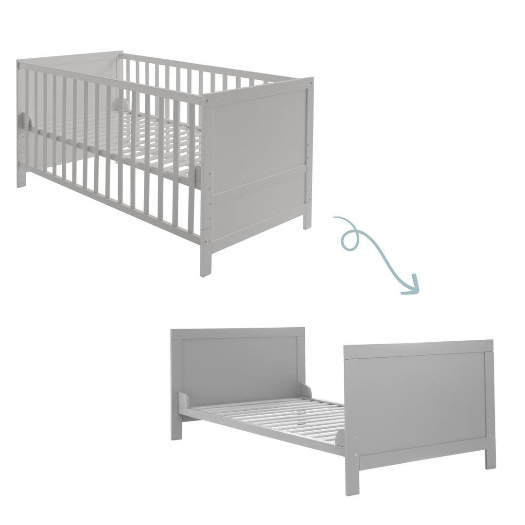 Convertible Children s Bed 70x140 cm Height Adjustable 3 Slip Rail roba