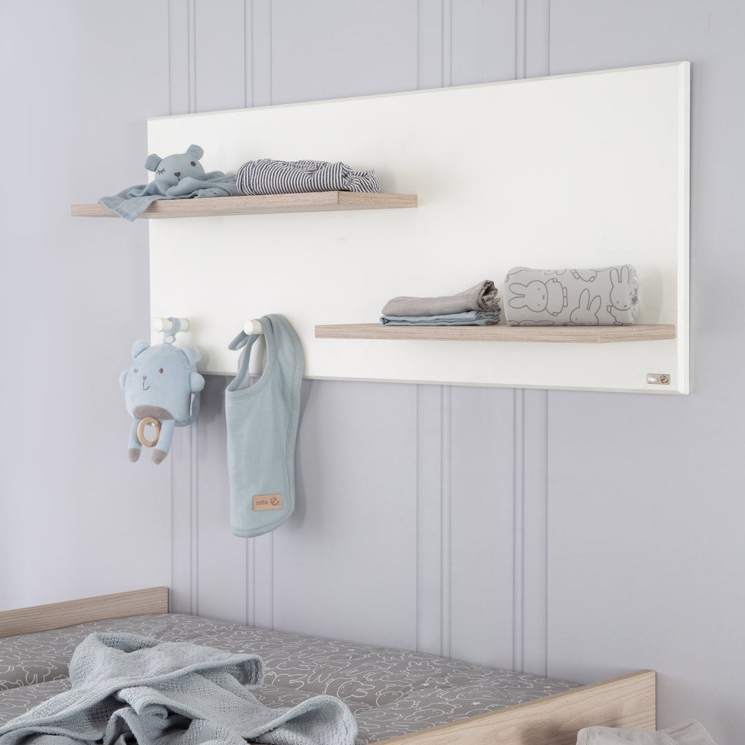 Wall Shelf Felicia Wall Board Above Changing Table 2 Shelves 2 Hooks White Luna Elm