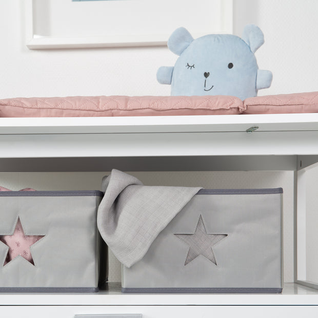 Cápida de cajones 'Hamburgo' con pañales, 2 puertas, 2 cajas y accesorio de pared, altura de envoltura 92 cm