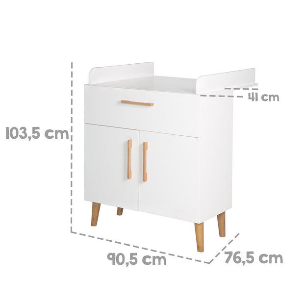 Cápida de cajones 'Mick' con pañal, cerrado suave, 1 cajón, 2 puertas, altura de envoltura 93.5 cm