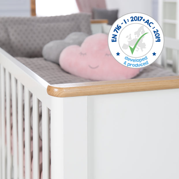 COMPI BAMBINO BEDS 'AVA' 70 X1 40 cm, convertito nel letto junior, bianco, arredamento in 'artigiano eiche'