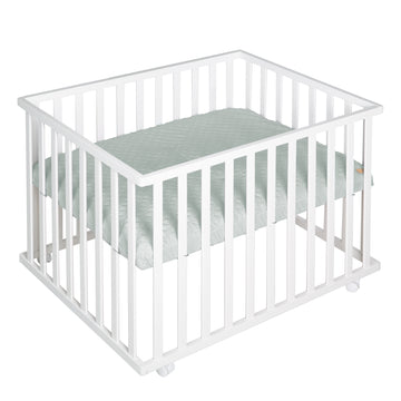 Playpen 'roba Style', 75 x 100 cm, Including Green Protective Insert and Wheels, White