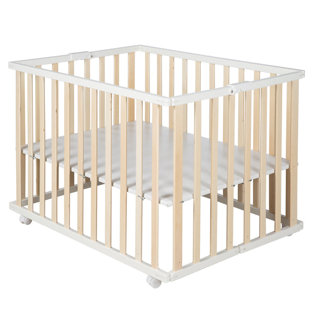 Laufgitter klappbar, bicolor, 75 x 100 cm, platzsparendes Spielgitter inkl. Rollen