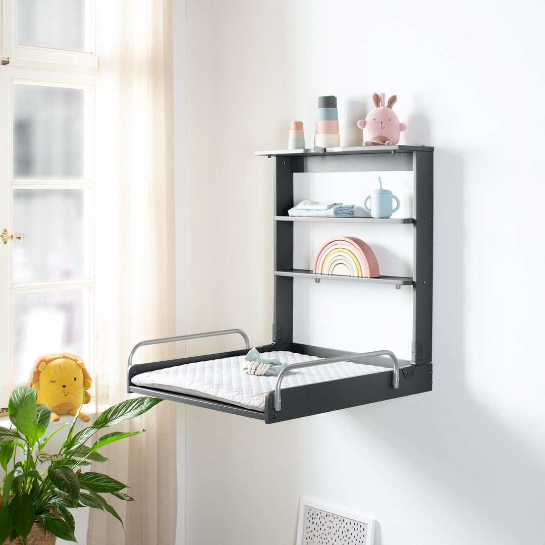 Wall Mounted Changing Shelf Anthracite Including Changing Mat roba St