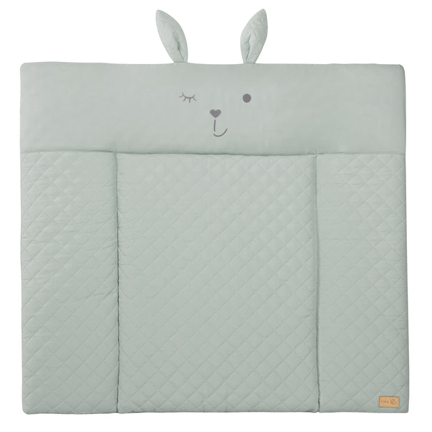 Wickelauflage soft 'roba Style' 85x75 cm, abwischbar, in frosty green, mit Hasengesicht „Lily“