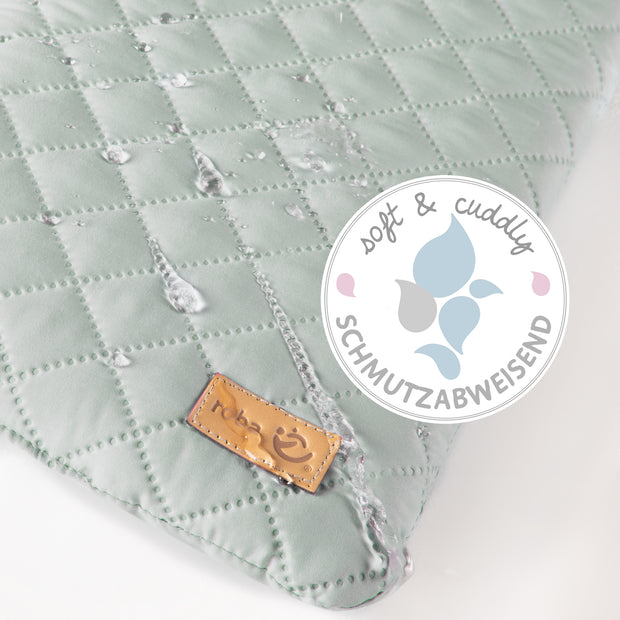 Wickelauflage soft 'roba Style' 85x75 cm, abwischbar, in frosty green, mit Hasengesicht „Lily“