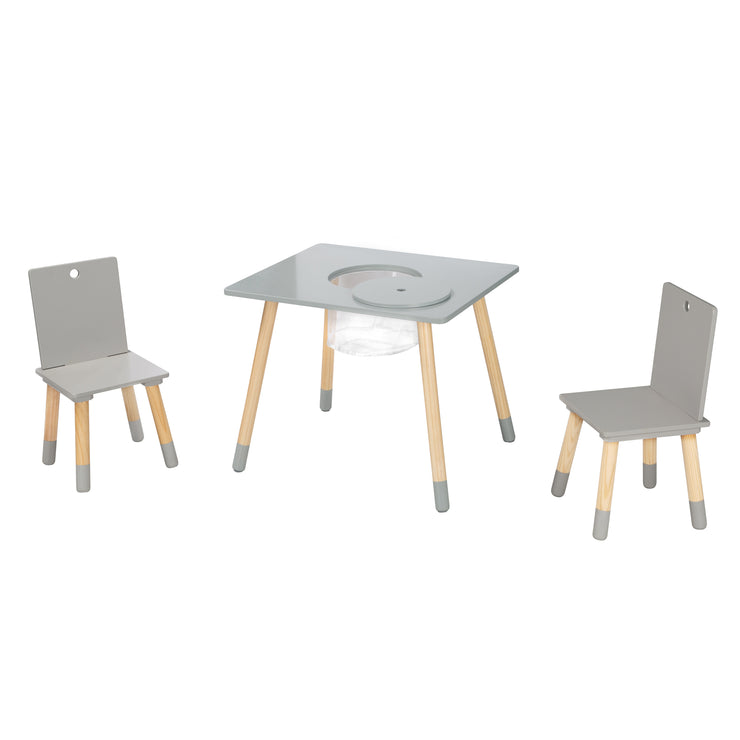 lackiert, Tisch, und inkl. Kindersitzgruppe, grau roba Set – aus Stühlen Holz