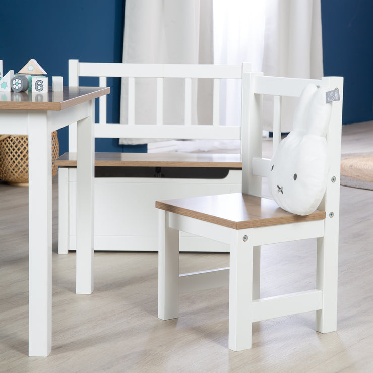 2 – 1 Tisch roba - lackiert Stühle Kindersitzgruppe & \'Woody\' Weiß - - Holzde