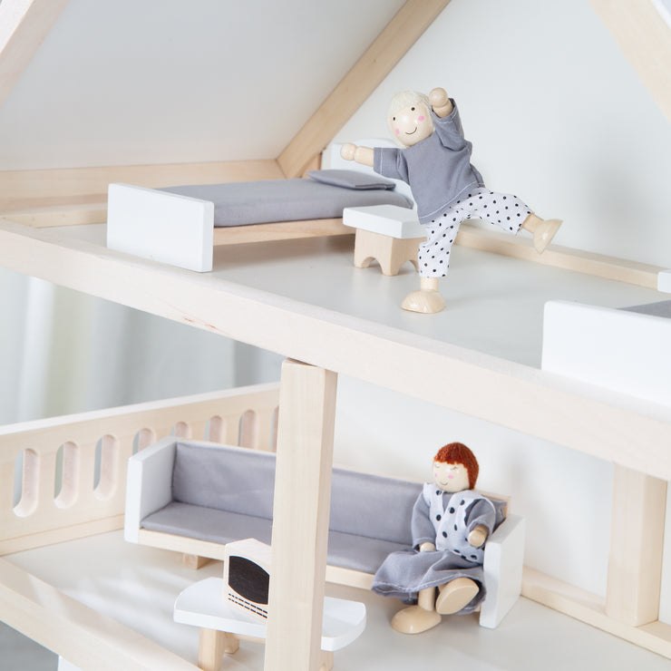 Puppenhaus inkl. natur Puppen, Holz & aus Möbel – Mädchen-Spielzeug roba