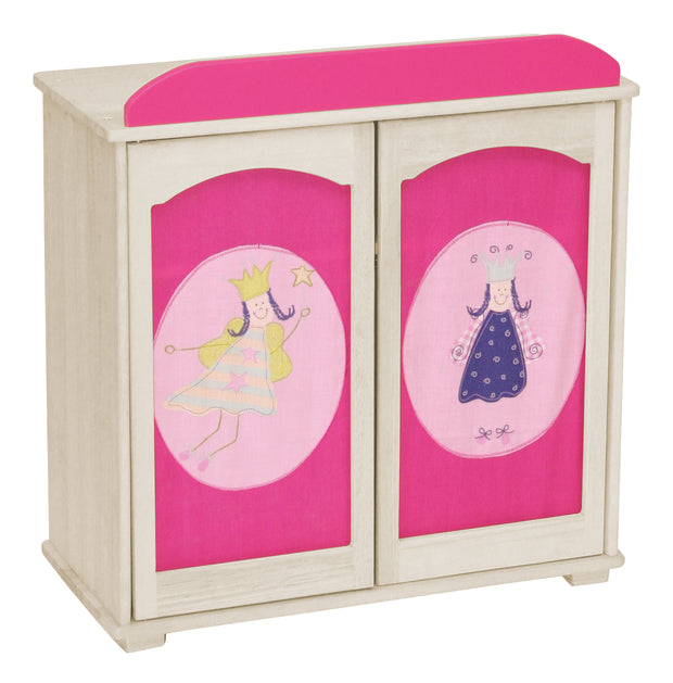 Puppenkleiderschrank Serie 'Happy Fee', Möbel zum Verstauen von Puppenzubehör, Holz natur