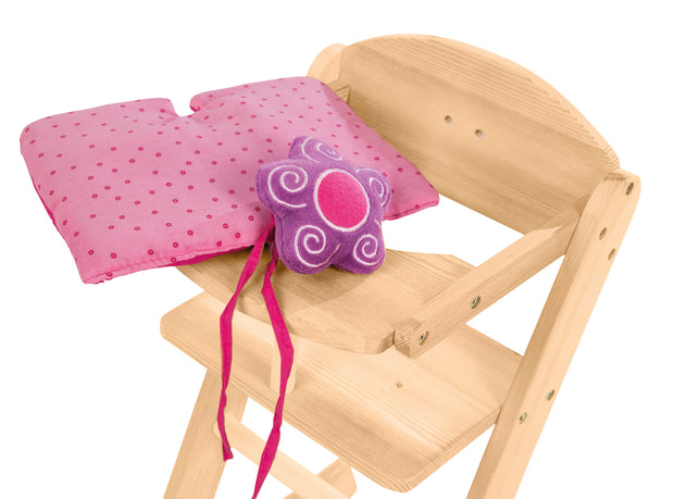 Puppenhochstuhl 'Happy Fee', für Puppen & Babypuppen, Holz natur mit Blume